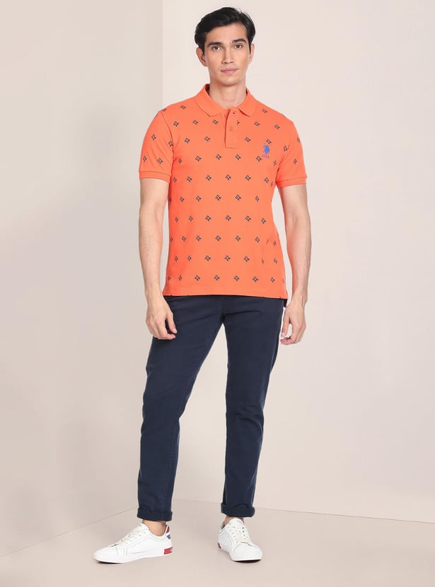 U.S. POLO ASSN. Men Printed Slim Fit Polo T-shirt