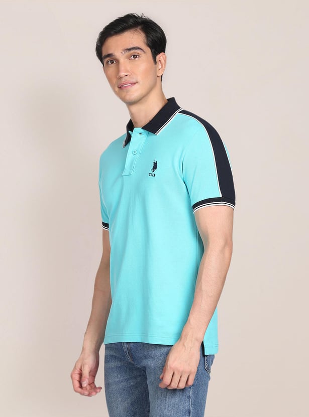U.S. POLO ASSN. Men Colourblocked Slim Fit Polo T-Shirt