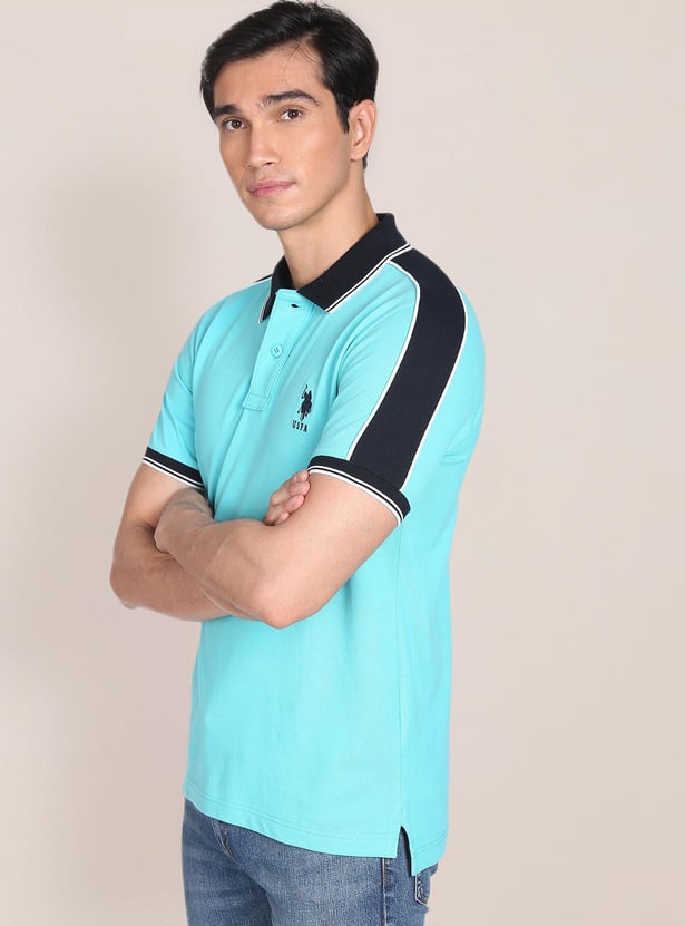 U.S. POLO ASSN. Men Colourblocked Slim Fit Polo T-Shirt
