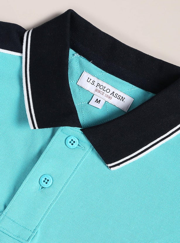 U.S. POLO ASSN. Men Colourblocked Slim Fit Polo T-Shirt
