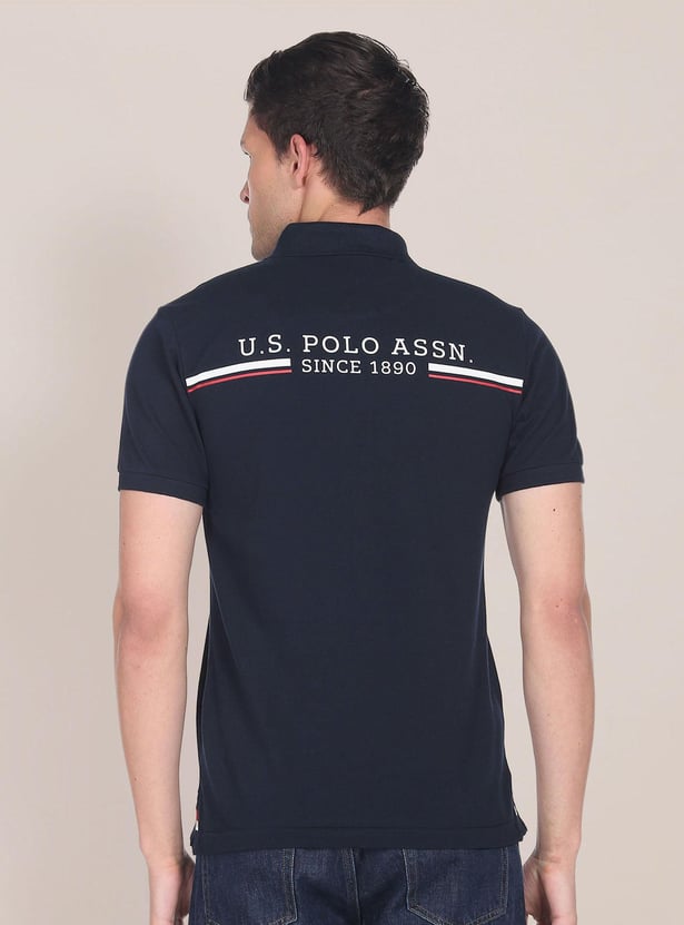 U.S. POLO ASSN. Men Solid Zipper Slim Fit Polo T-shirt