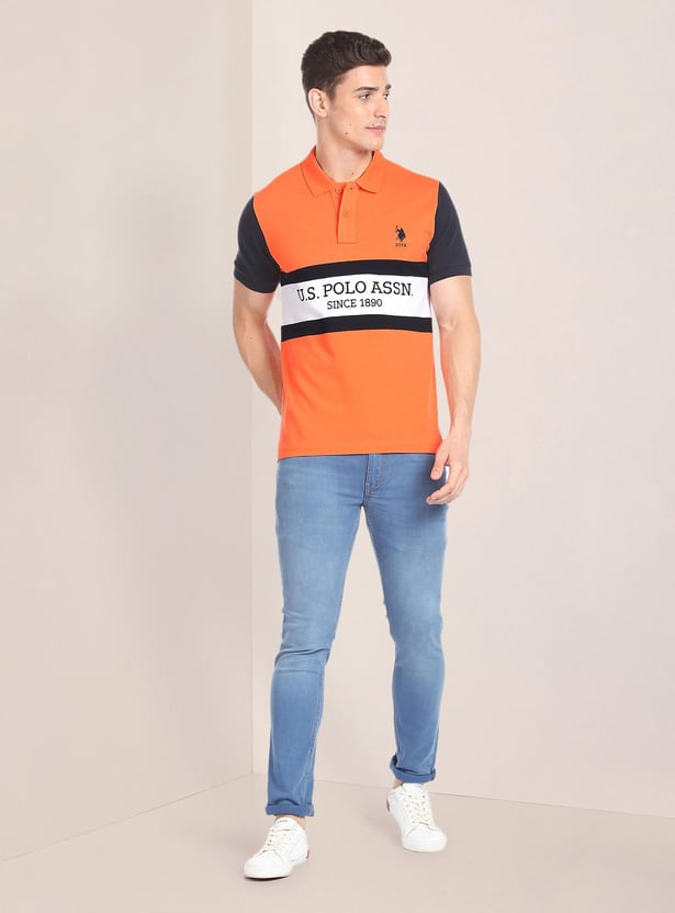 U.S. POLO ASSN. Men Logo Embroidered Slim Fit Polo T-shirt