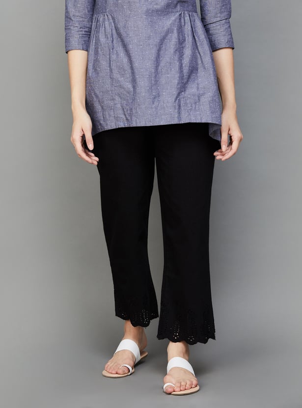 BIBA Women Solid Straight Pant
