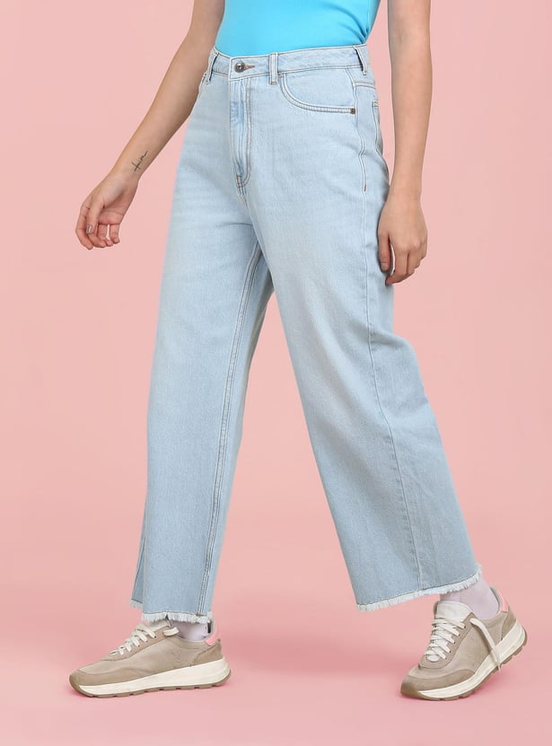 FLYING MACHINE Women Stonewashed Wide Leg Jeans