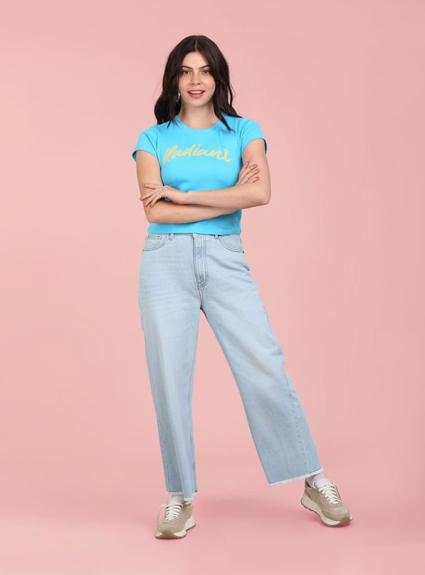 FLYING MACHINE Women Stonewashed Wide Leg Jeans
