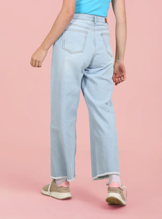 FLYING MACHINE Women Stonewashed Wide Leg Jeans