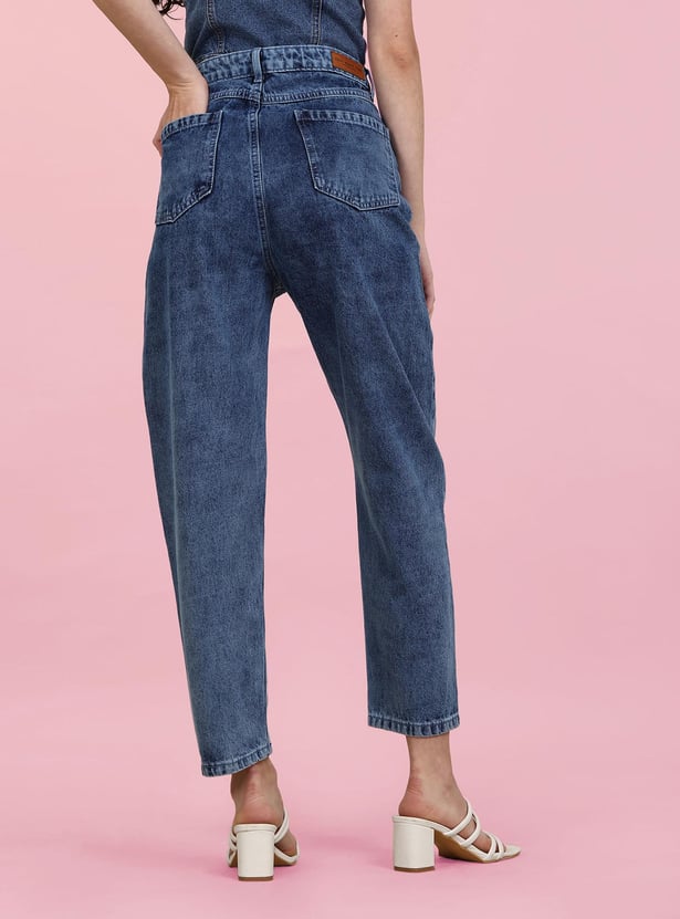 FLYING MACHINE Women Stonewashed Mom Fit Jeans
