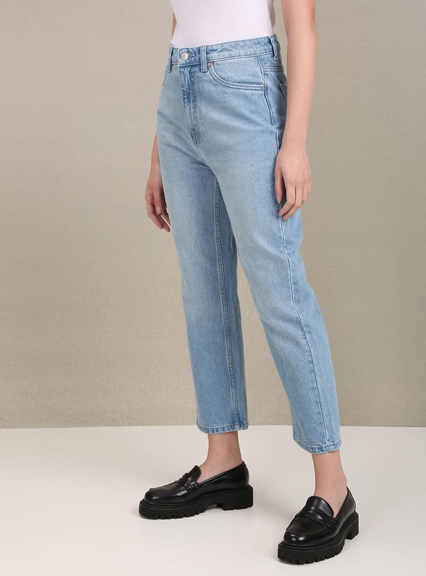 U.S. POLO ASSN. Women Stonewashed Straight Fit Mom Jeans