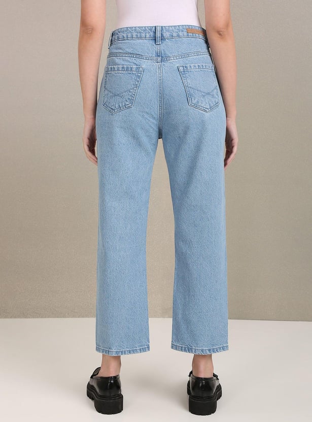 U.S. POLO ASSN. Women Stonewashed Straight Fit Mom Jeans