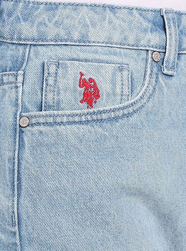 U.S. POLO ASSN. Women Stonewashed Straight Fit Mom Jeans