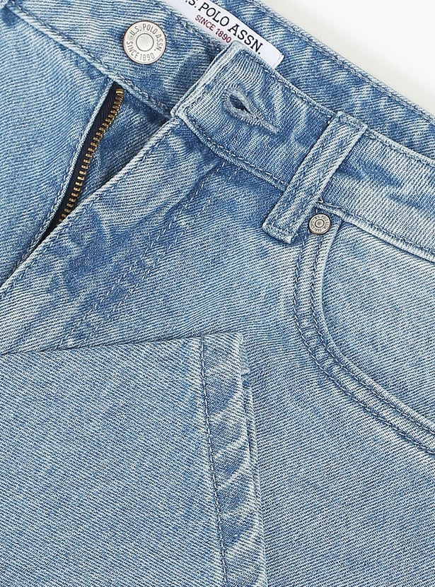 U.S. POLO ASSN. Women Stonewashed Straight Fit Mom Jeans