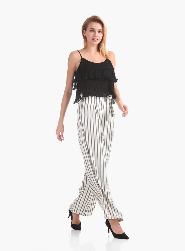 U.S. POLO ASSN. Women Striped Regular Fit Trousers