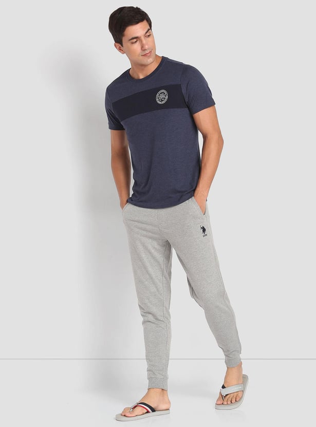 U.S. POLO ASSN. Men Solid Crew Neck Colour Block T-Shirt