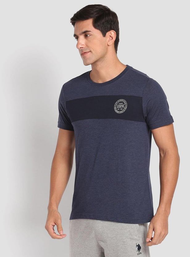 U.S. POLO ASSN. Men Solid Crew Neck Colour Block T-Shirt