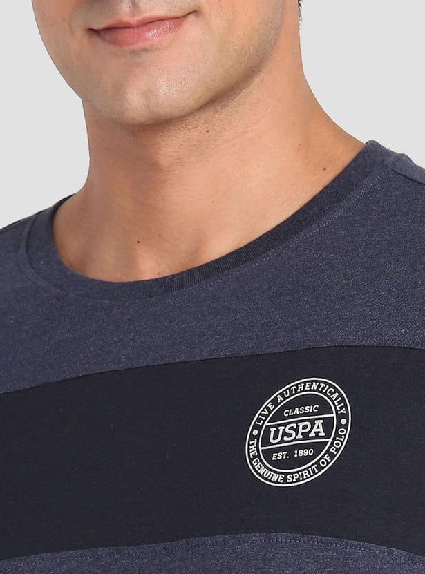 U.S. POLO ASSN. Men Solid Crew Neck Colour Block T-Shirt