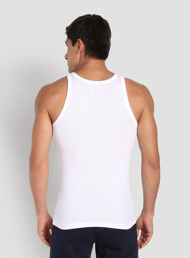 U.S. POLO ASSN. Men Solid Pure Cotton Ribbed Vest