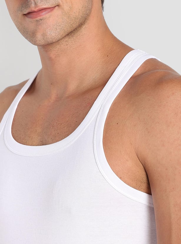 U.S. POLO ASSN. Men Solid Pure Cotton Ribbed Vest