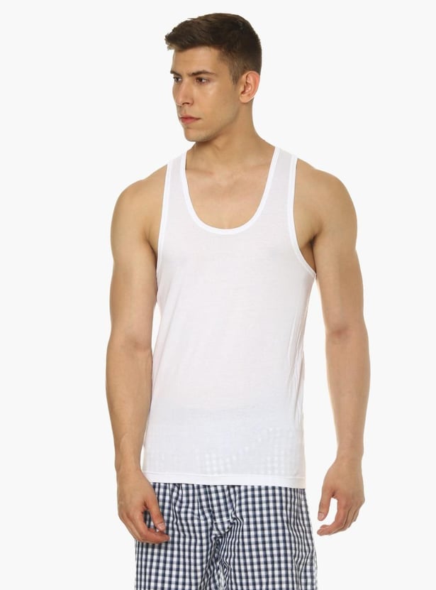 VAN HEUSEN All Day Fresh Combed Cotton Vest - Pack Of 2