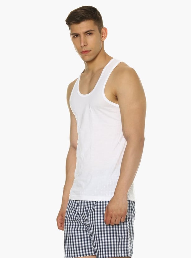 VAN HEUSEN All Day Fresh Combed Cotton Vest - Pack Of 2