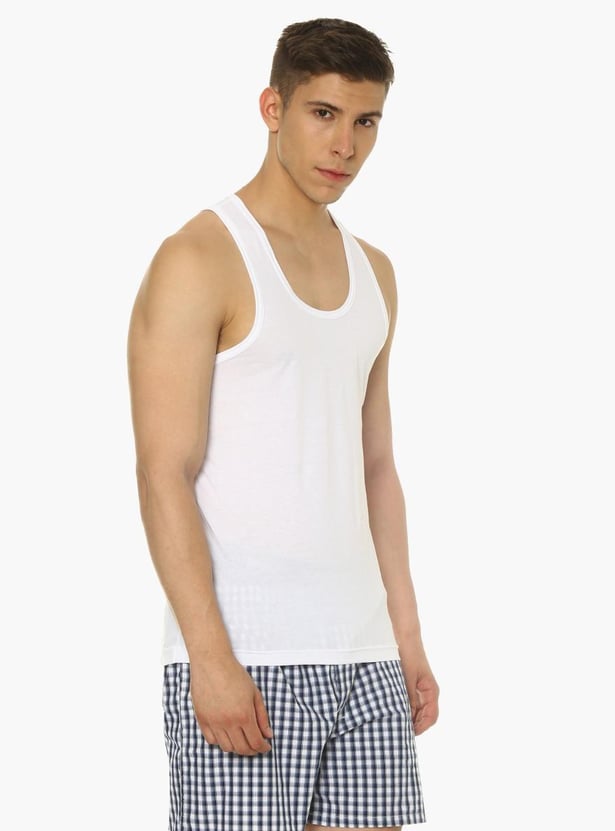 VAN HEUSEN All Day Fresh Combed Cotton Vest - Pack Of 2