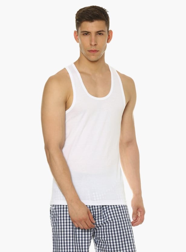 VAN HEUSEN All Day Fresh Combed Cotton Vest - Pack Of 2