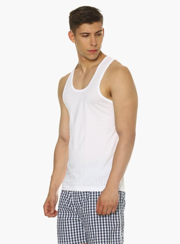 VAN HEUSEN All Day Fresh Combed Cotton Vest - Pack Of 2