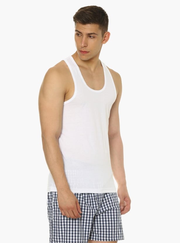 VAN HEUSEN All Day Fresh Combed Cotton Vest - Pack Of 2