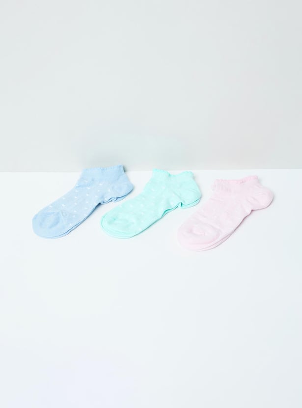 MAX Women Patterned Ankle-Length Socks - Pack of 3 Pairs