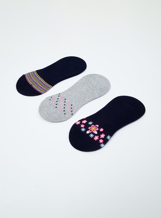 MAX Women Patterned No-Show Socks - Set of 3