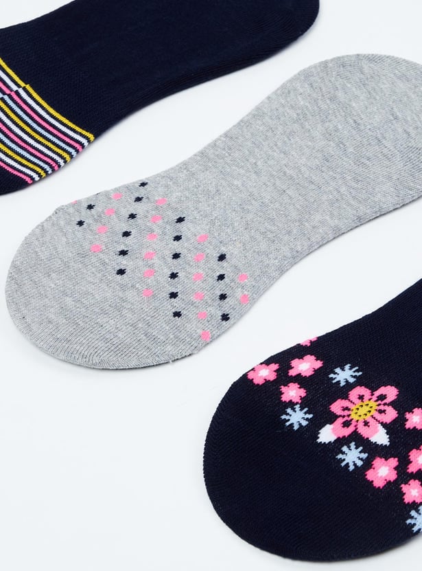 MAX Women Patterned No-Show Socks - Set of 3