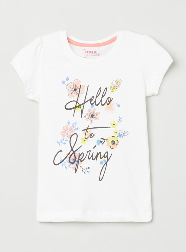 Girls Printed Round Neck T-shirt - Pack of 5