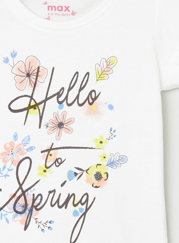 Girls Printed Round Neck T-shirt - Pack of 5