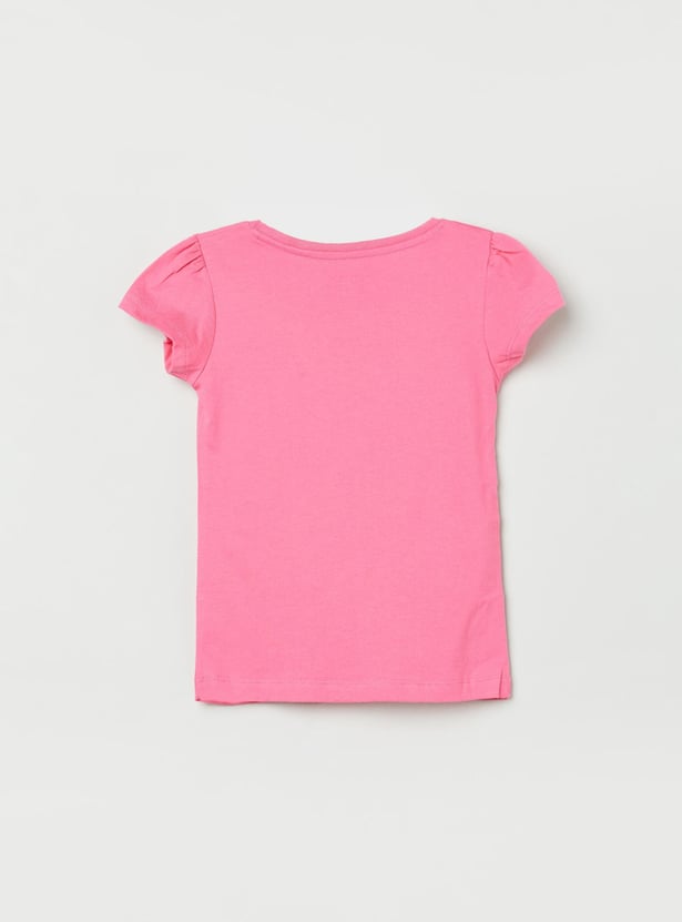 Girls Printed Round Neck T-shirt - Pack of 5