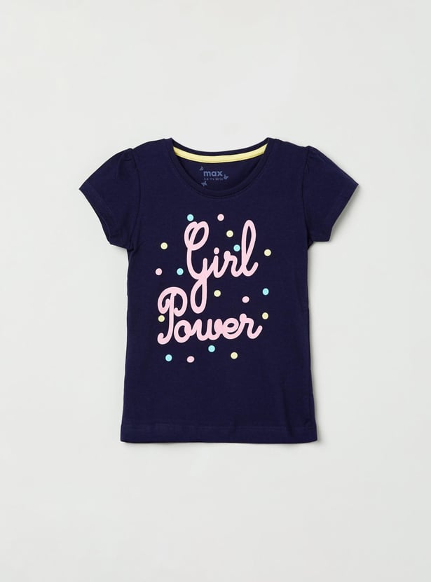 Girls Printed Round Neck T-shirt - Pack of 5