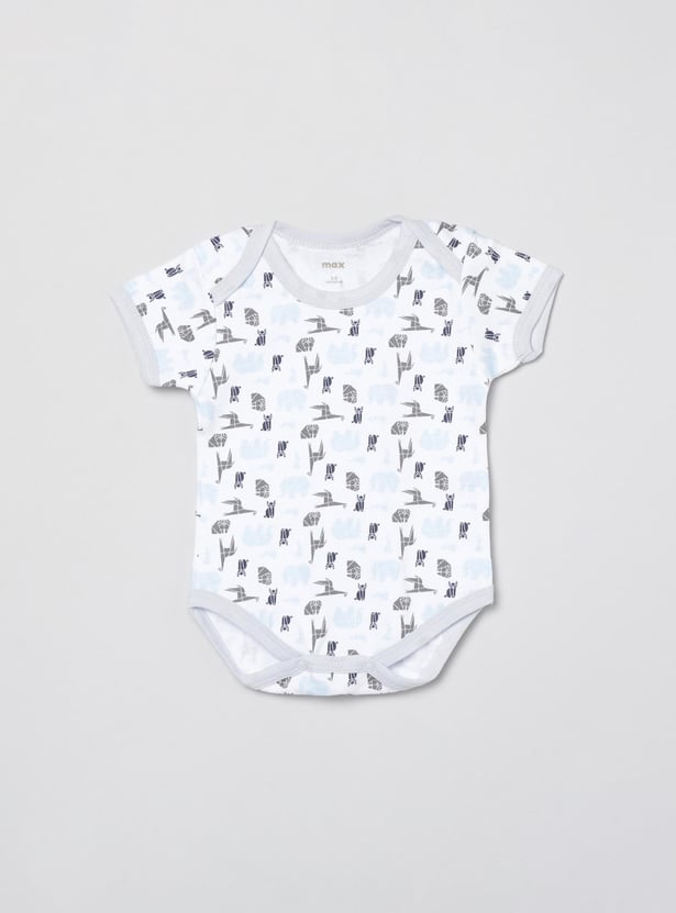 Boys Printed Knitted Bodysuit - Pack of 2