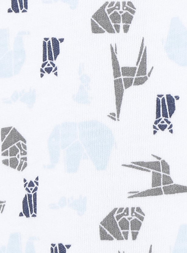 Boys Printed Knitted Bodysuit - Pack of 2