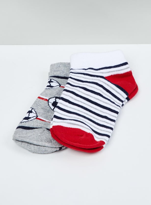 Boys Kids Patterned Ankle-Length Socks - Pack of 2 - 5-7 Y