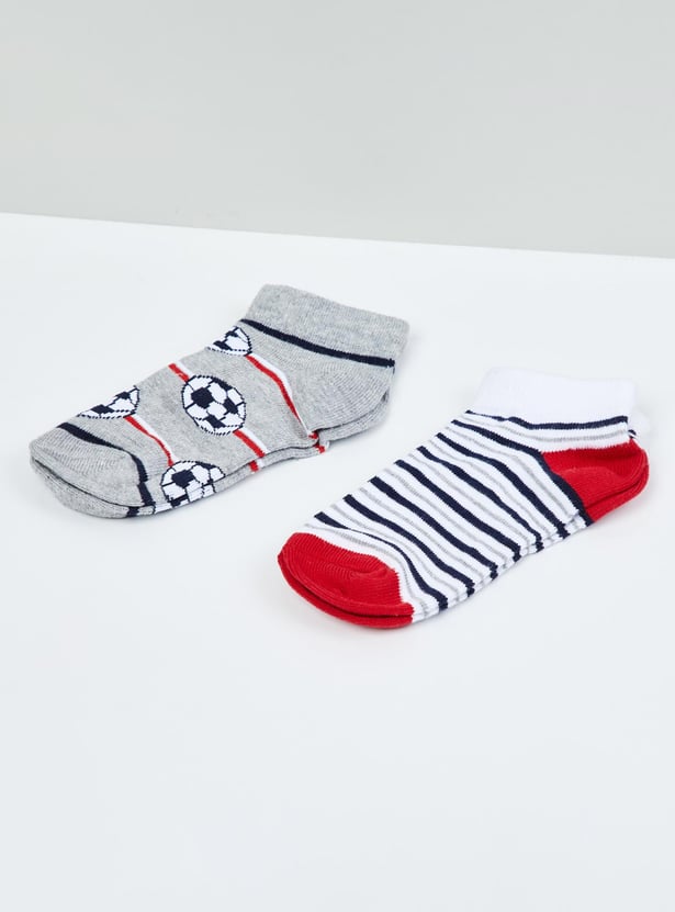 Boys Kids Patterned Ankle-Length Socks - Pack of 2 - 5-7 Y