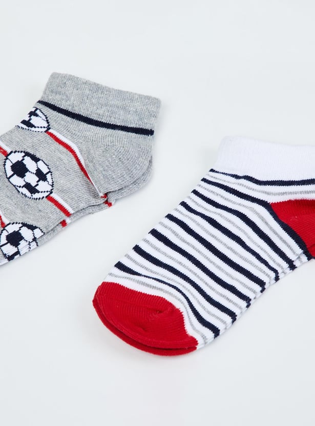 Boys Kids Patterned Ankle-Length Socks - Pack of 2 - 5-7 Y