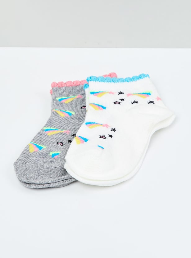 MAX Girls Kids Patterned Knit Socks - Pack of 2 - 2-4 Y