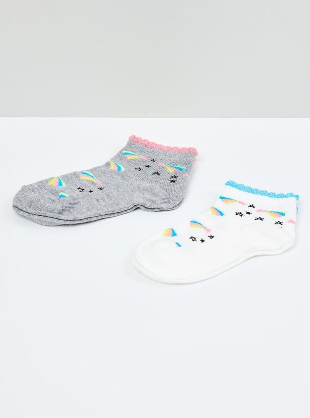 MAX Girls Kids Patterned Knit Socks - Pack of 2 - 2-4 Y