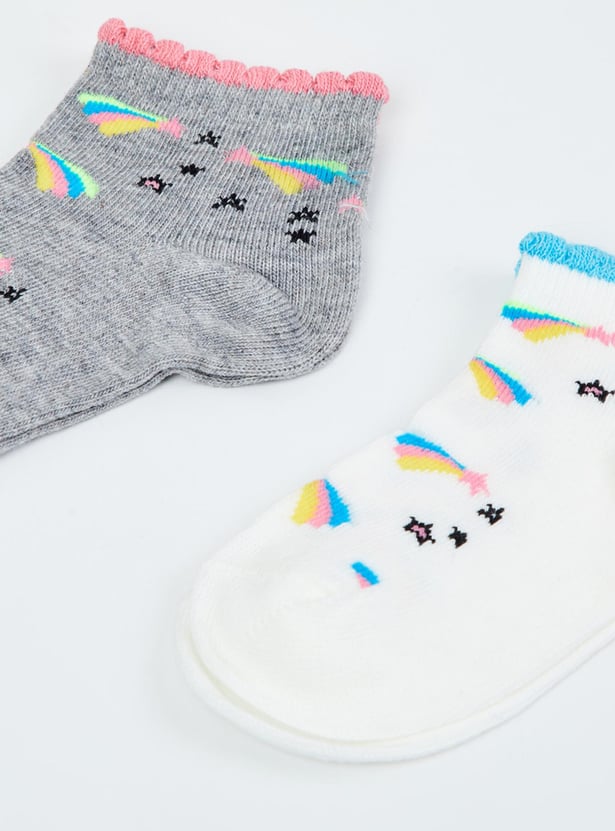 MAX Girls Kids Patterned Knit Socks - Pack of 2 - 2-4 Y