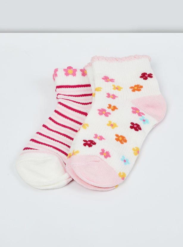 MAX Girls Kids Patterned Knit Socks - Pack of 2 - 2-4 Y