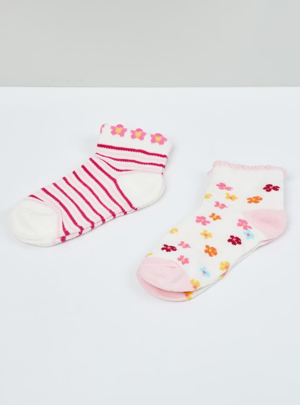 MAX Girls Kids Patterned Knit Socks - Pack of 2 - 2-4 Y