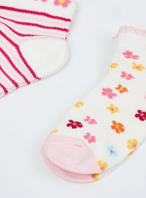 MAX Girls Kids Patterned Knit Socks - Pack of 2 - 2-4 Y