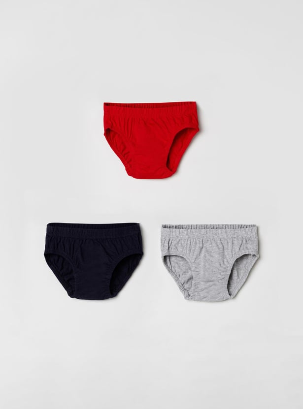 Boys Solid Briefs- Pack of 3