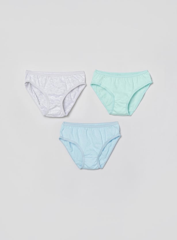 Girls Solid Hipster Panties- Pack of 3