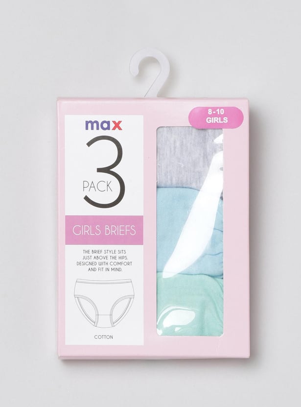 Girls Solid Hipster Panties- Pack of 3