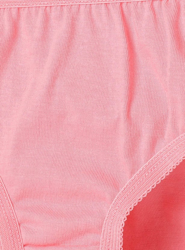 Girls Solid Elasticated Briefs - Pack of 3