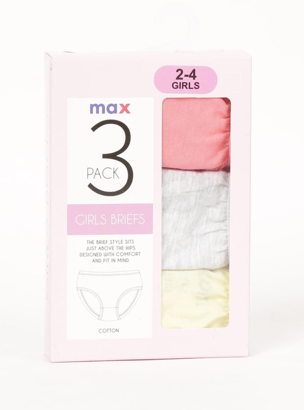 Girls Solid Elasticated Briefs - Pack of 3
